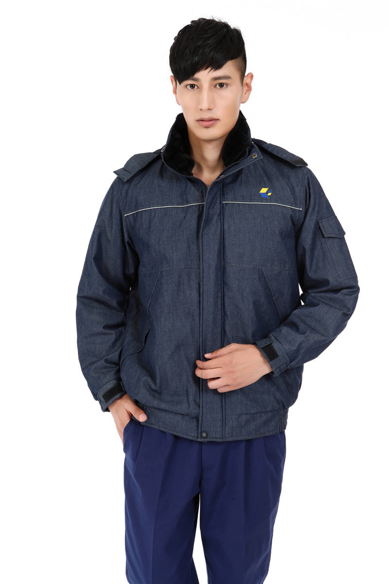 電企定做的牛仔防靜電棉服北京防寒服定制公司 電企定做的牛仔防靜電棉服北京防寒服定制公司